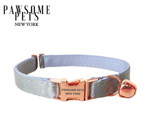 Small Size Dog & Cat Collar – Silver Blue Grey