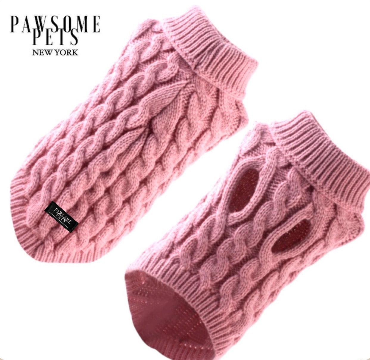 Extra Warm Cable Knit Pet Sweater – Pink