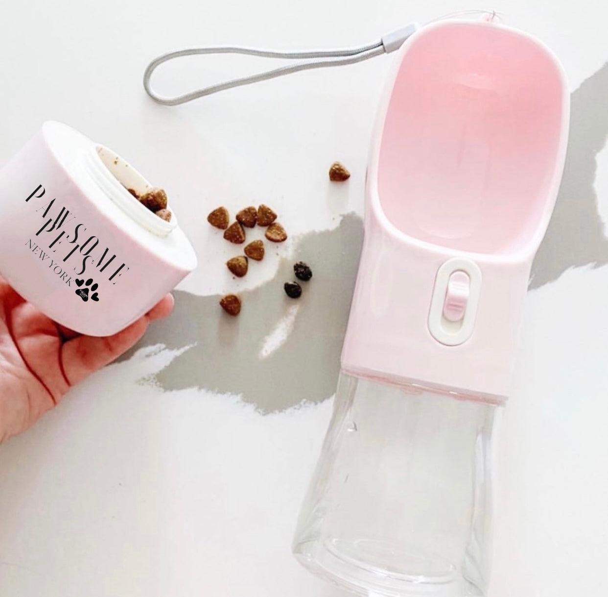 2-in-1 Portable Pet Feeder – Pink