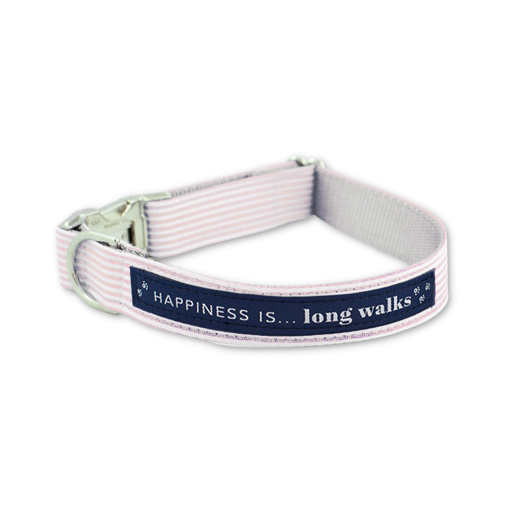 Dog Long Walks Striped Pink Collar – Made in Canada