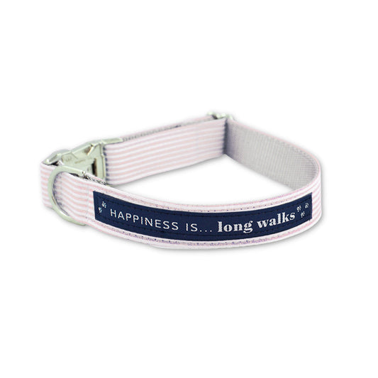 Dog Long Walks Striped Pink Collar – Made in Canada