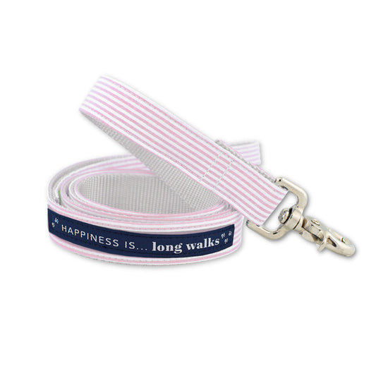 Dog Long Walks Striped Pink Leash – Made in Canada